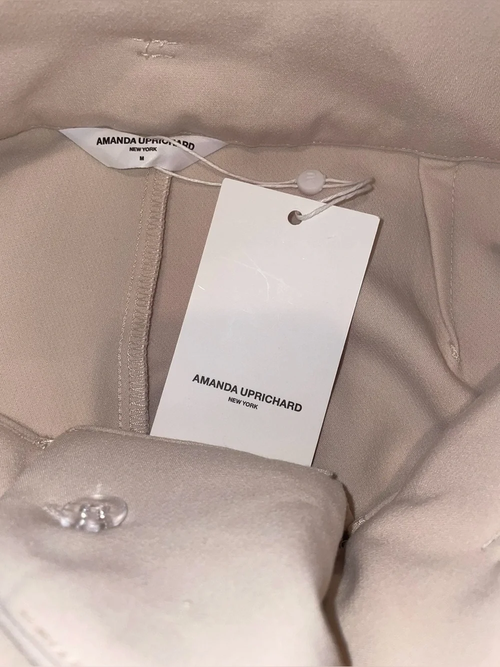 New! Amanda Uprichard Blythe High Waist Wide Leg Buckle Pants Bone 🤍 Medium NWT!